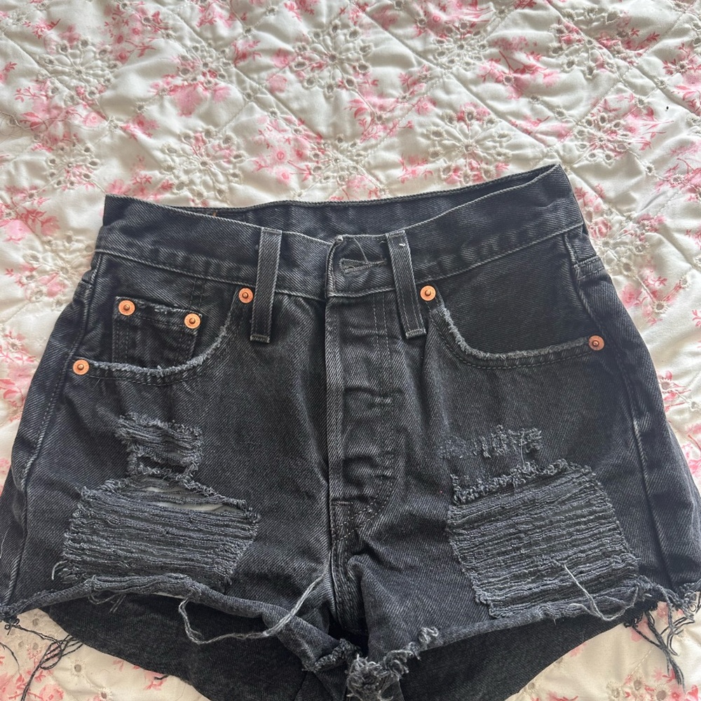 Levi's Black Distressed Cutoff Jean Shorts